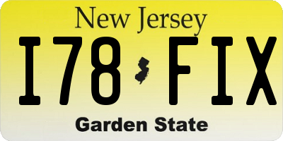 NJ license plate I78FIX