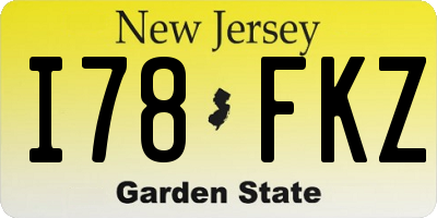 NJ license plate I78FKZ