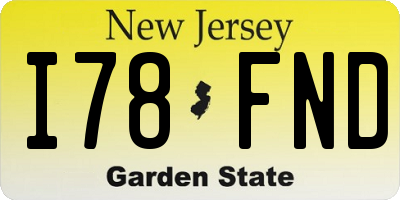 NJ license plate I78FND