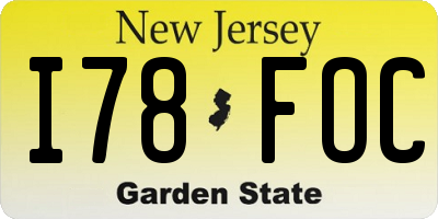 NJ license plate I78FOC