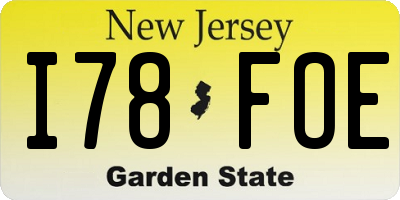 NJ license plate I78FOE