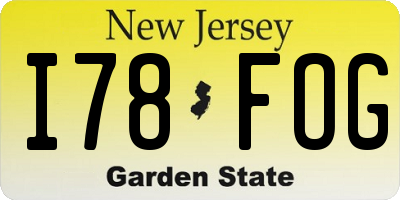 NJ license plate I78FOG