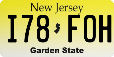 NJ license plate I78FOH