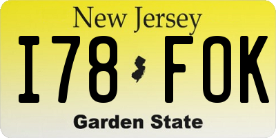 NJ license plate I78FOK