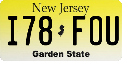 NJ license plate I78FOU