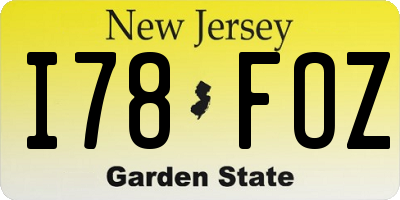 NJ license plate I78FOZ