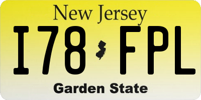 NJ license plate I78FPL