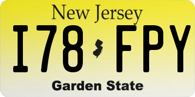NJ license plate I78FPY
