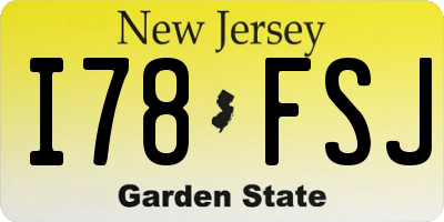 NJ license plate I78FSJ