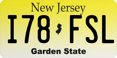 NJ license plate I78FSL