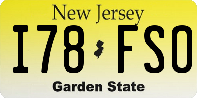 NJ license plate I78FSO