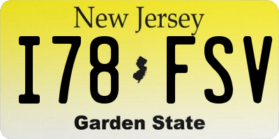 NJ license plate I78FSV