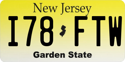 NJ license plate I78FTW
