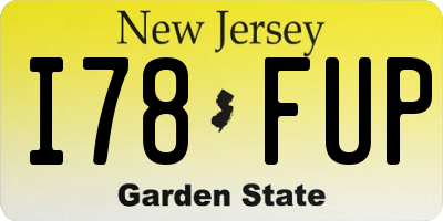 NJ license plate I78FUP
