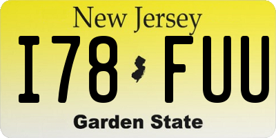 NJ license plate I78FUU