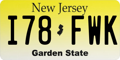 NJ license plate I78FWK