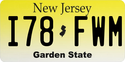 NJ license plate I78FWM