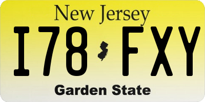 NJ license plate I78FXY