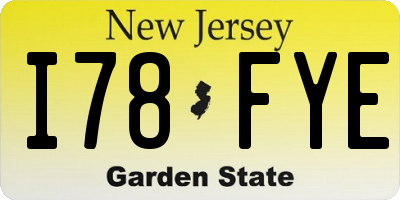 NJ license plate I78FYE