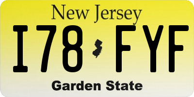 NJ license plate I78FYF