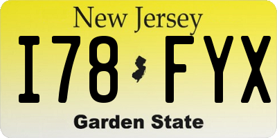 NJ license plate I78FYX