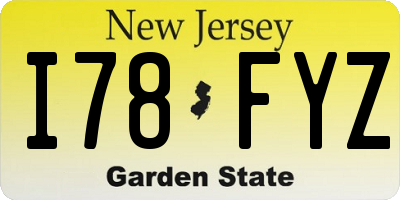 NJ license plate I78FYZ