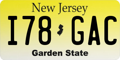NJ license plate I78GAC