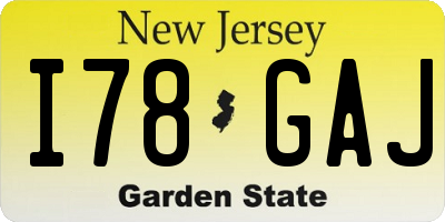 NJ license plate I78GAJ