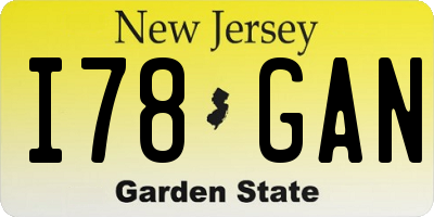 NJ license plate I78GAN