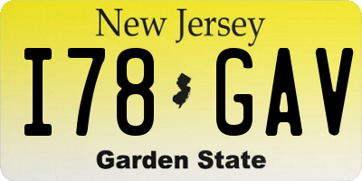 NJ license plate I78GAV