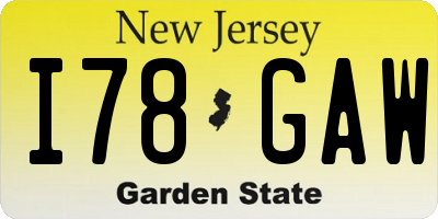 NJ license plate I78GAW