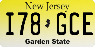 NJ license plate I78GCE