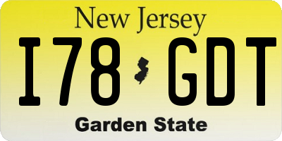 NJ license plate I78GDT
