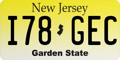 NJ license plate I78GEC