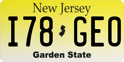 NJ license plate I78GEO