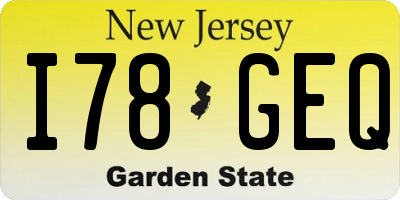 NJ license plate I78GEQ