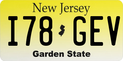 NJ license plate I78GEV
