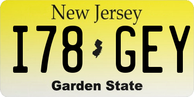 NJ license plate I78GEY