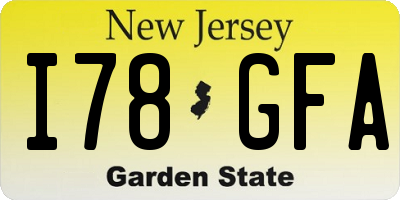NJ license plate I78GFA