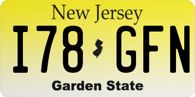 NJ license plate I78GFN