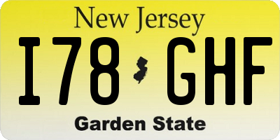 NJ license plate I78GHF