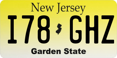 NJ license plate I78GHZ