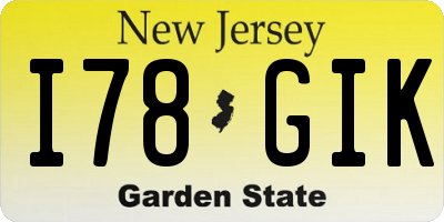NJ license plate I78GIK