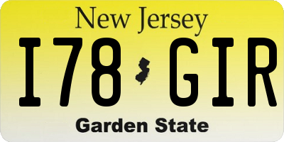 NJ license plate I78GIR