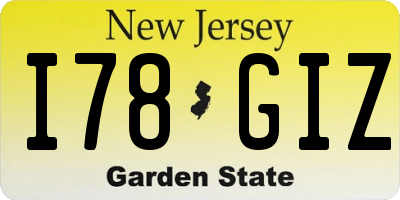 NJ license plate I78GIZ