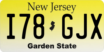 NJ license plate I78GJX