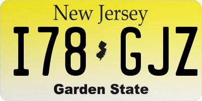 NJ license plate I78GJZ
