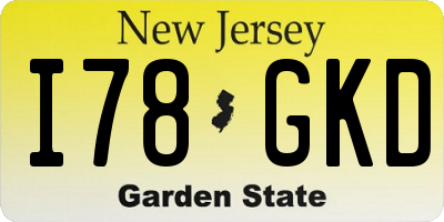 NJ license plate I78GKD