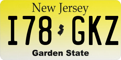 NJ license plate I78GKZ