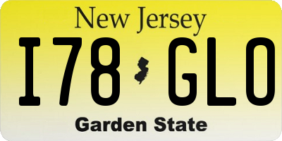 NJ license plate I78GLO